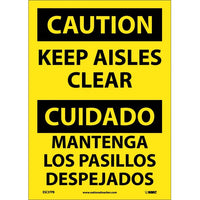 Caution Keep Aisles Clear English/Spanish 14"x10" Vinyl | ESC37PB