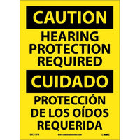 Caution Hearing Protection English/Spanish 14"x10" Vinyl | ESC513PB