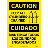 Caution Keep Cylinders Chained Eng/Spanish 14x10 Aluminum | ESC530AB