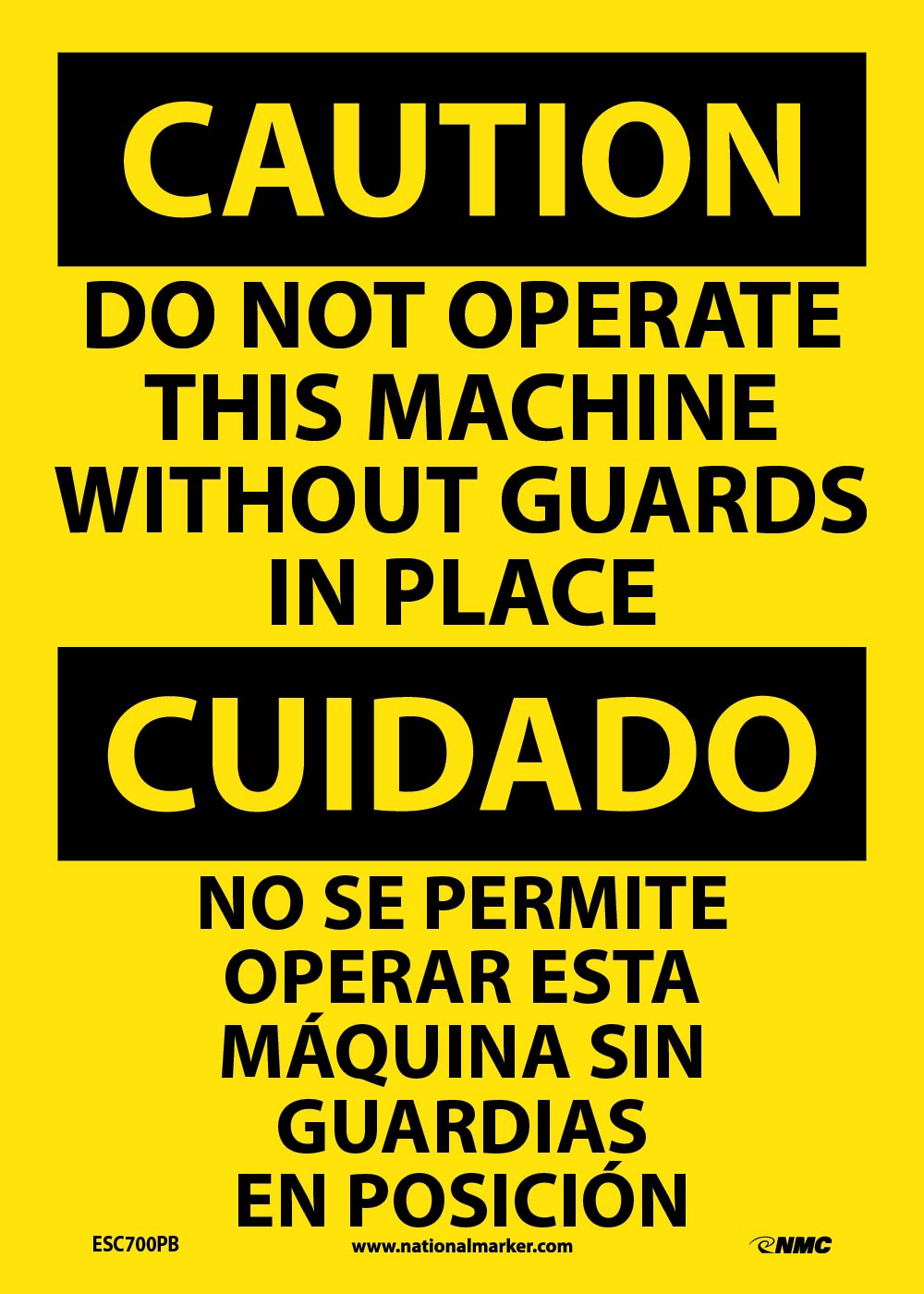 Caution Do Not Operate Machine Eng/Spanish 14