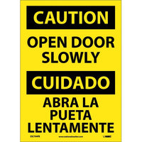 Caution Open Door Slowly English/Spanish 14"x10" Vinyl | ESC704PB