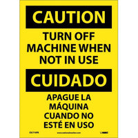 Caution Turn Off Machine English/Spanish 14"x10" Plastic | ESC710RB
