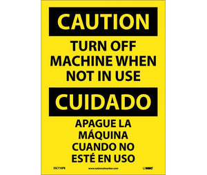 Caution Turn Off Machine English/Spanish 14"x10" Plastic | ESC710RB
