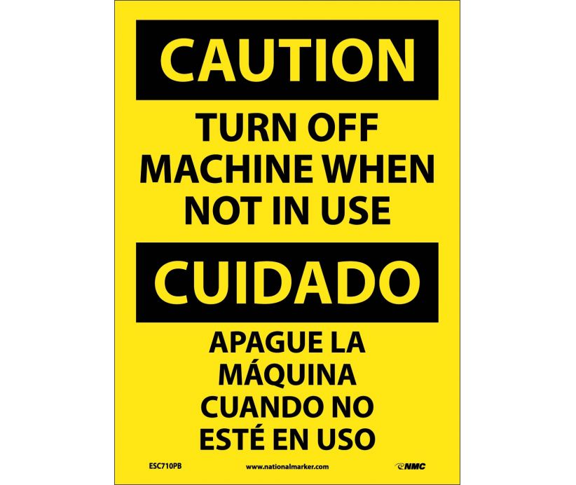 Caution Turn Off Machine English/Spanish 14