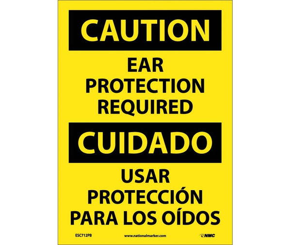 Caution Ear Protectiion Required Eng/Spanish 14x10 Aluminum | ESC712AB