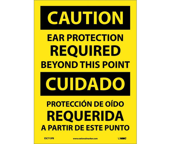 Caution Ear Protectiion Required Eng/Spanish 14x10 Plastic | ESC713RB