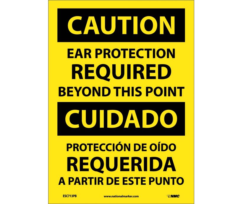 Caution Ear Protectiion Required Eng/Spanish 14x10 Plastic | ESC713RB