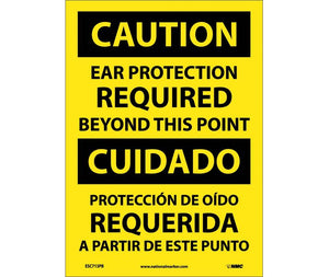 Caution Ear Protectiion Required Eng/Spanish 14x10 Aluminum | ESC713AB