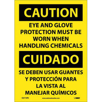 Caution Eye And Glove Protection Eng/Spanish 14x10 Plastic | ESC714RB