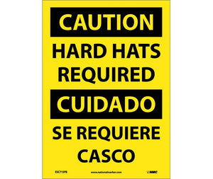 Caution Hard Hats Required English/Spanish 14"x10" Vinyl | ESC715PB