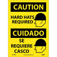 Caution Hard Hats Required English/Spanish 14"x10" Plastic | ESC716RB