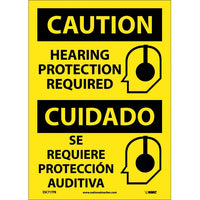 Caution Hearing Protection Required Eng/Spanish 14x10 Vinyl | ESC717PB