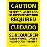 Caution Safety Glasses/Hearing English/Spanish 14x10 Vinyl | ESC718PB