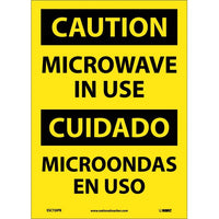 Caution Microwave In Use English/Spanish 14"x10" Vinyl | ESC720PB