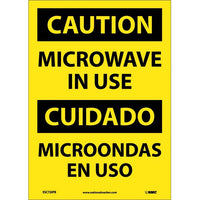Caution Microwave In Use English/Spanish 14"x10" Plastic | ESC720RB