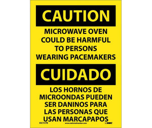 Caution Microwave Oven English/Spanish 14"x10" Vinyl | ESC721PB