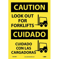 Caution Look Out Forklifts English/Spanish 14"x10" Aluminum | ESC722AB