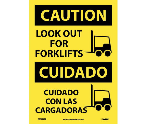 Caution Look Out Forklifts English/Spanish 14