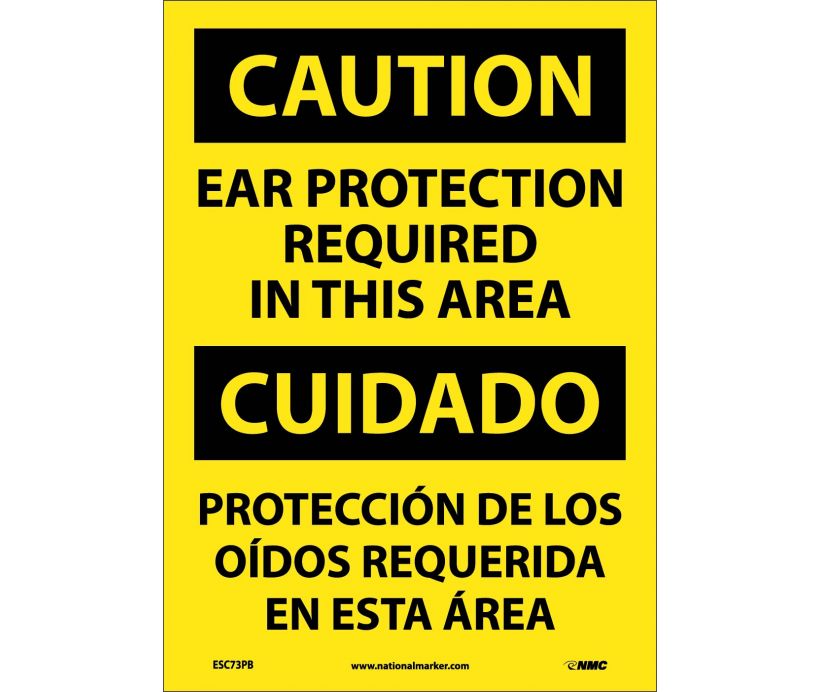 Caution Ear Protection Required English/Spanish 20x14 Vinyl | ESC73PC