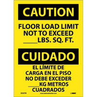 Caution Floor Load Limit English/Spanish 14"x10" Aluminum | ESC87AB