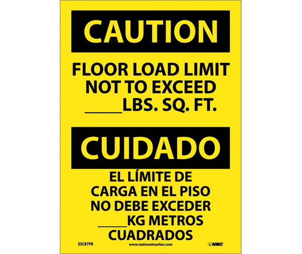 Caution Floor Load Limit English/Spanish 14