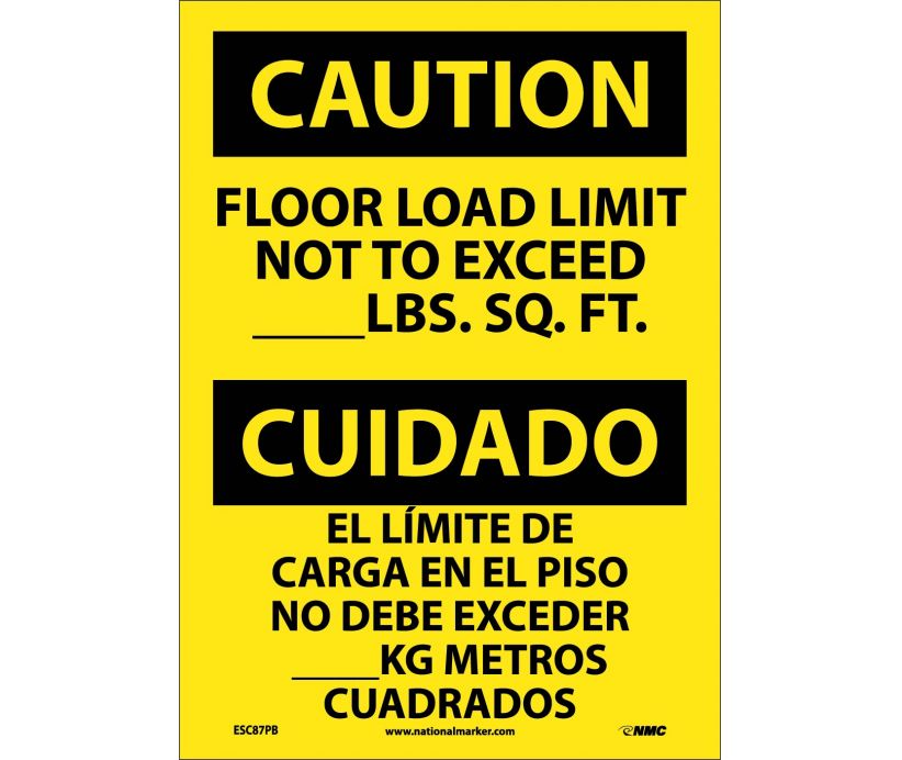 Caution Floor Load Limit English/Spanish 14