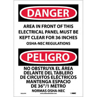 Danger Electrical Panel Clear English/Spanish 20x14 Plastic | ESD225RC