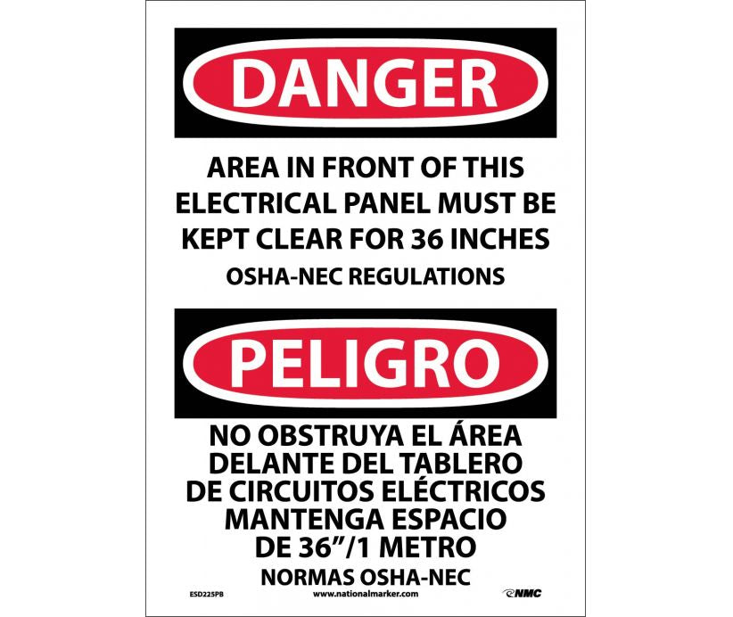 Danger Electrical Panel Clear English/Spanish 20x14 Plastic | ESD225RC