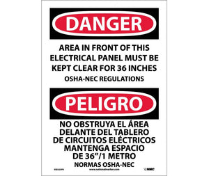 Danger Electrical Panel Clear English/Spanish 20"x14" Vinyl | ESD225PC