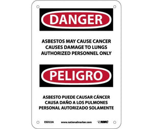 Danger Asbestos And Cancer English/Spanish 10"x7" Aluminum | ESD22A