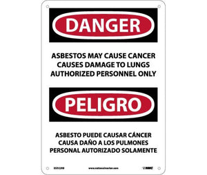 Danger Asbestos And Cancer English/Spanish 14"x10" Plastic | ESD22RB