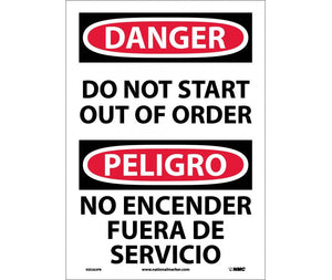Danger Do Not Start English/Spanish 14"x10" Plastic | ESD263RB