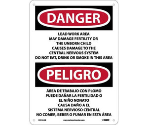 Danger Lead Work Area English/Spanish 14"x10" Aluminum | ESD26AB