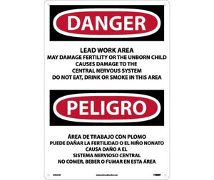Danger Lead Work Area English/Spanish 20"x14" Aluminum | ESD26AC