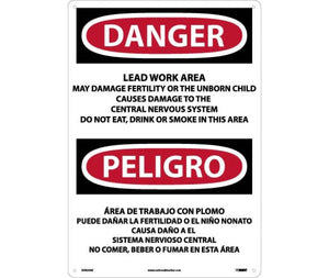 Danger Lead Work Area English/Spanish 20"x14" Aluminum | ESD26AC