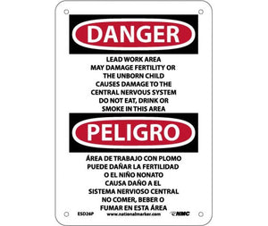 Danger Lead Work Area English/Spanish 10"x7" Vinyl | ESD26P