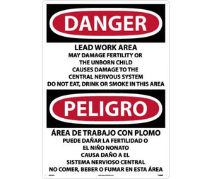 Danger Lead Work Area English/Spanish 28"x20" Plastic | ESD26RD