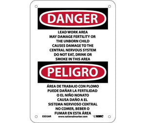 Danger Lead Work Area English/Spanish 10"x7" Plastic | ESD26R