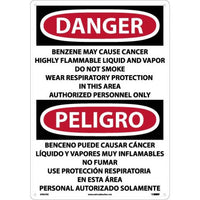 Danger Benzene Cancer English/Spanish 20"x14" Aluminum | ESD27AC