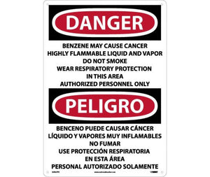 Danger Benzene Cancer English/Spanish 20"x14" Vinyl | ESD27PC