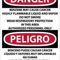Danger Benzene Cancer English/Spanish 28"x20" Vinyl | ESD27PD