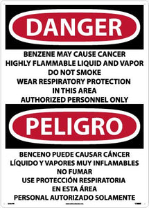 Danger Benzene Cancer English/Spanish 28"x20" Vinyl | ESD27PD