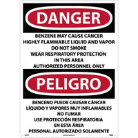 Danger Benzene Cancer English/Spanish 28"x20" Plastic | ESD27RD