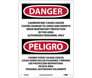 Danger Cadmium And Cancer English/Spanish 14"x10" Aluminum | ESD28AB