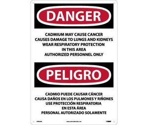 Danger Cadmium And Cancer English/Spanish 20"x14" Aluminum | ESD28AC