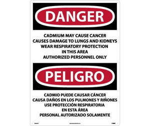 Danger Cadmium And Cancer English/Spanish 28"x20" Aluminum | ESD28AD
