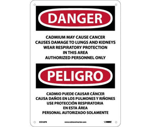 Danger Cadmium And Cancer English/Spanish 14"x10" Vinyl | ESD28PB