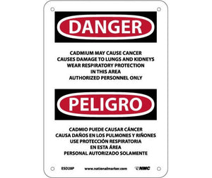 Danger Cadmium And Cancer English/Spanish 10"x7" Vinyl | ESD28P