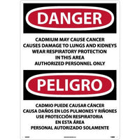 Danger Cadmium And Cancer English/Spanish 28"x20" Plastic | ESD28RD