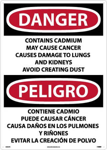 Danger Contains Cadmium English/Spanish 28"x20" Vinyl | ESD29PD